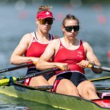 Salome Ulrich et Fabienne Schweizer ont manqué la médaille de bronze aux Mondiaux de Shanghaï KEYSTONE/PHILIPP SCHMIDLI